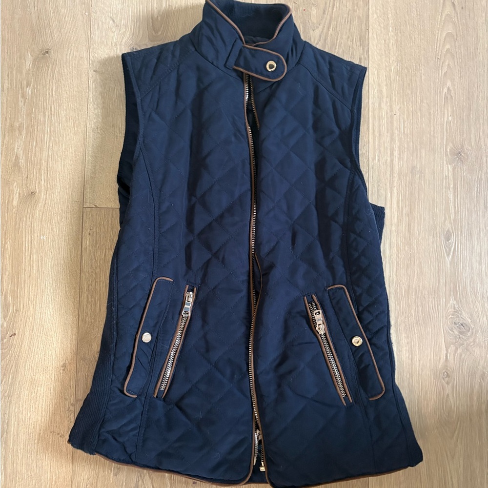 Zara Dark Blue Quilted Barn Vest